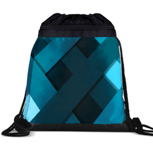 Tas Serut Motif Diagonal Strip Biru