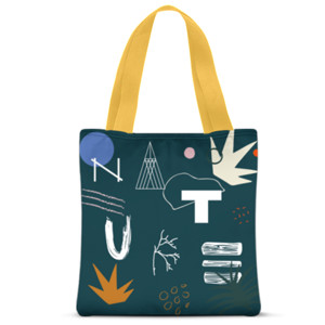 Tas Tote Fullprint nature dark blue