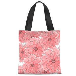 Tas Tote Fullprint Peach flower
