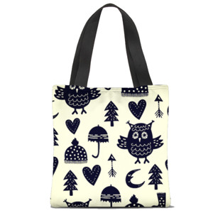 Tas Tote Fullprint Winter Owl