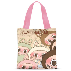 Tas Tote Fullprint labubu and friend pink 