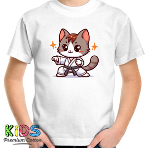 Kaos Cute Cat Karate Practice