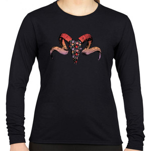 Kaos A Ram Skull of Flowers