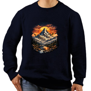 Jaket Sweater Mountain Adventure Vintage Sunset