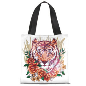 Tas Tote Fullprint Tas Tote Tiger King of Jungle - Tote Raja Rimba