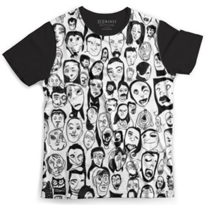 Kaos Fullprint Doodle Wajah Kartun Abstrak 4