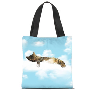 Tas Tote Fullprint Kucing Tidur di Awan