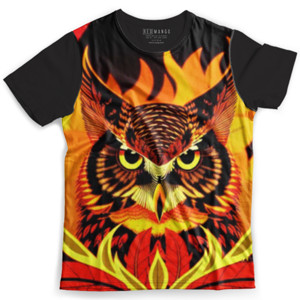 Kaos Fullprint Burung Hantu dan Api 4