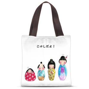 Tas Tote Fullprint Kokeshi Family