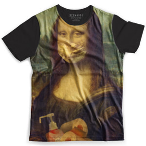 Kaos Fullprint monalisa pakai masker