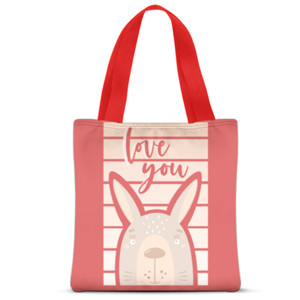 Tas Tote Fullprint Love You, Rabbit