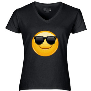 Kaos Baju Kaos Emoticon Smiling with sunglasses