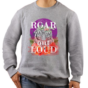 Jaket Sweater Roar Out Loud, Tiger on purple moon