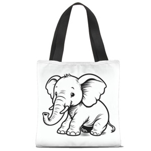 Tas Tote Fullprint Totebag coloring Elephant
