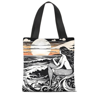 Tas Tote Fullprint Mermaid bnw