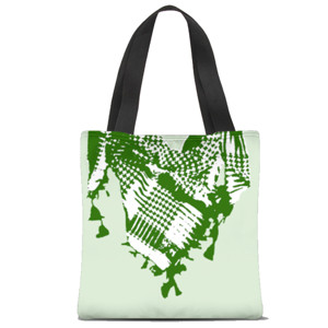 Tas Tote Fullprint Sorban Hijau Putih