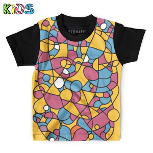 Kaos Anak Full-Print Garis Abstrak 7