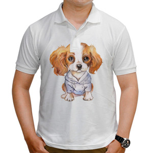 Kaos Polo Watercolor Puppies