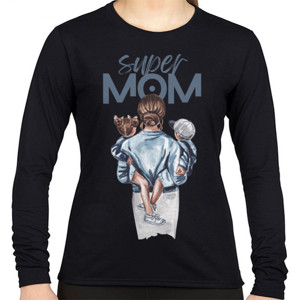 Kaos Kaos Wanita Lengan Panjang - Super Mom