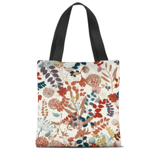 Tas Tote Fullprint Pola Daun dan bunga