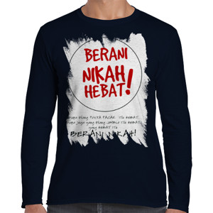 Kaos Baju Berani Nikah Lengan Panjang Navy