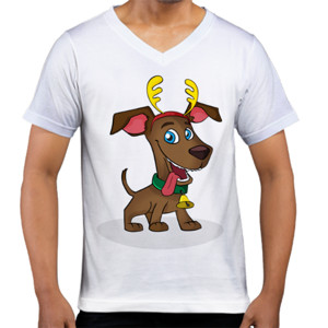 Kaos  anjing dengan topi natal