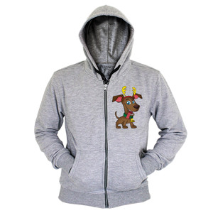 Hoodie Zipper anjing dengan topi natal