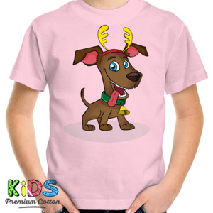 Kaos anjing dengan topi natal
