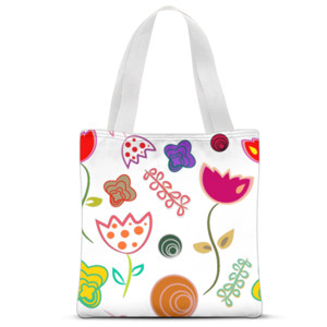 Tas Tote Fullprint Kembang warna warni