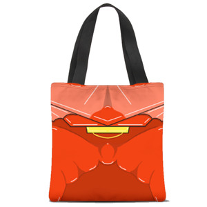 Tas Tote Fullprint Desain dengan warna merah mencolok