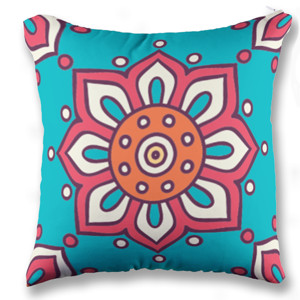 Bantal Abstract Flower Mandala Blue