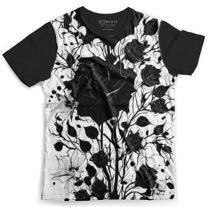 Kaos Fullprint Mawar Hitam
