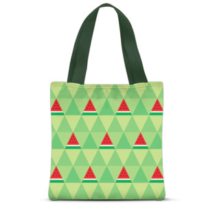 Tas Tote Fullprint Motif Pola Semangka Merah Potong Segitiga Geometri