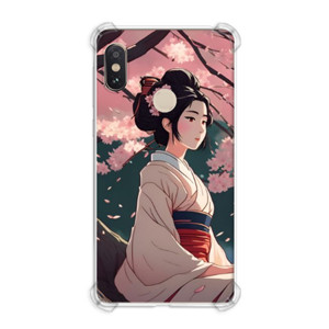 Casing HP Anime : geisha duduk di bawah pohon sakura