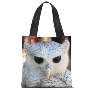 Tas Tote Fullprint White Owl