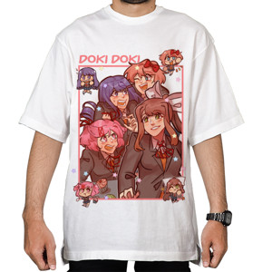 Kaos Oversize Doki doki kawaii anime t-shirt