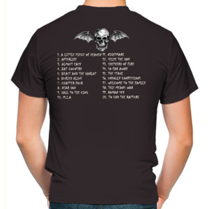 Kaos Avenged Sevenfold Song s Font Putih