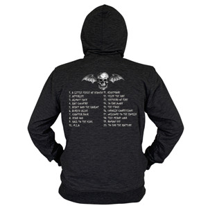 Hoodie Zipper Avenged Sevenfold Song s Font Putih