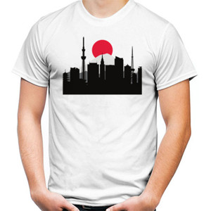 Kaos View Kota Tokyo Landmarks Gunung Fuji Jepang Merah