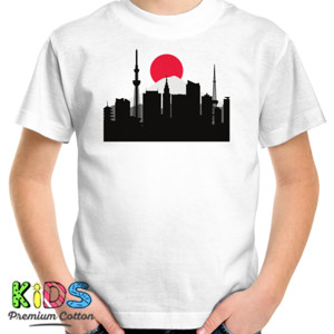 Kaos View Kota Tokyo Landmarks Gunung Fuji Jepang Merah