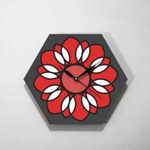 Jam Dinding Bunga Merah (Red Flower)