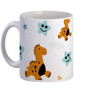 Mug pola dinosaurus, bulan, dan bintang
