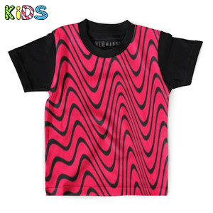 Kaos Anak Full-Print Wave Red and Black