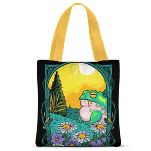 Tas Tote Fullprint Totebag Frog Sunset Vintage Aesthetic