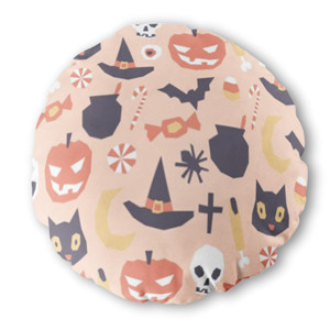 Bantal Bulat Geometric Halloween Pattern