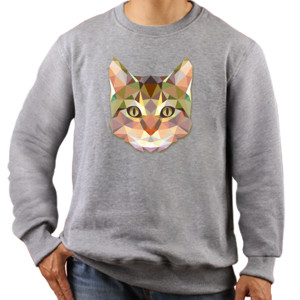 Jaket Sweater Cat Face Triangle Art