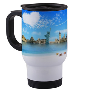 Travel Mug Around The World Blue