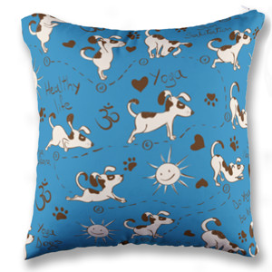 Bantal Yoga Dogs (Blue + Mixed Panel)
