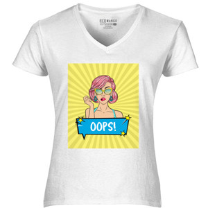 Kaos V-Neck Shirt - A Girl with Shades
