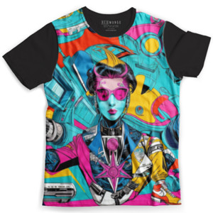 Kaos Fullprint Desain dengan estetika retro